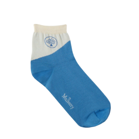 MULBERRY Bicolour Tree Socks Blue Cream - New