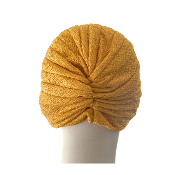 Diamond Knot Fabric Turban Hat Yellow ONE SIZE - New