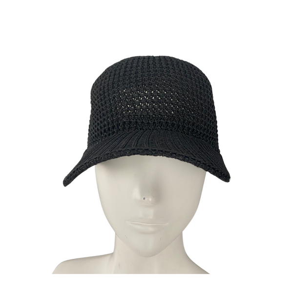 Knitted Mesh Baseball Cap Black - New
