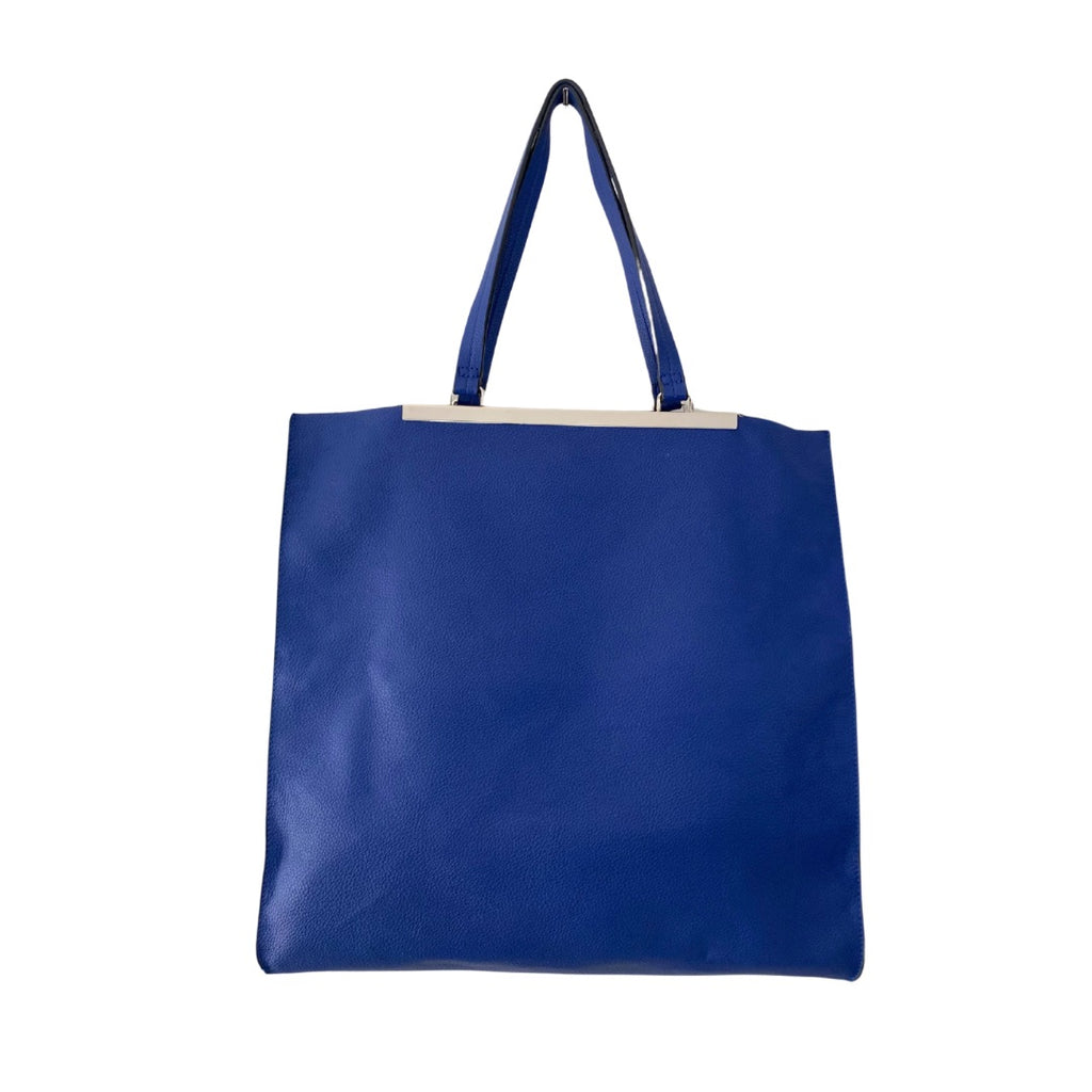 Faux Leather Large Tote Shopper Bag Blue - Preloved