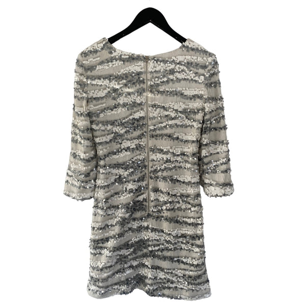 French Connection Sequins Short Dress White Silver SIZE 12 - New
