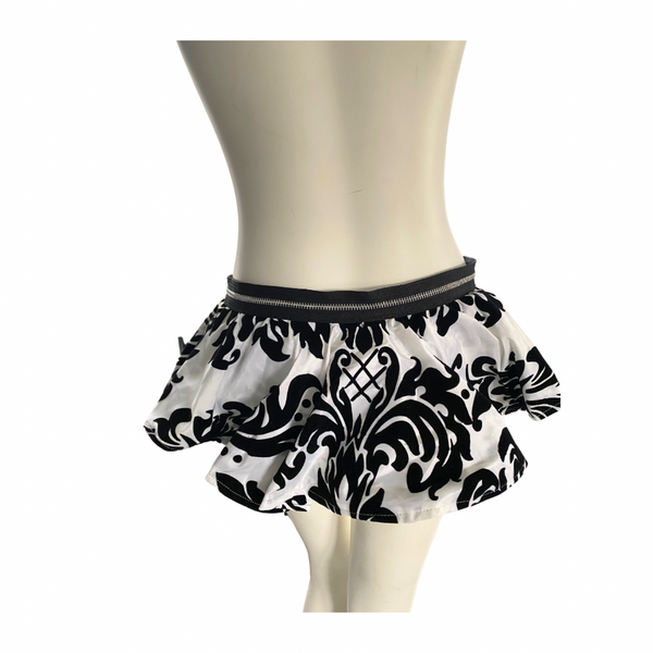 Baroque  Zip Waist Peplum Belt White Black ONE SIZE - New