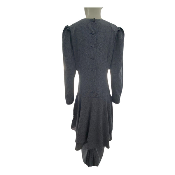 Vintage Peplum Dress 80s Navy SIZE 12