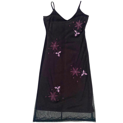 Embellished Midi Slip Dress Burgundy Size 14