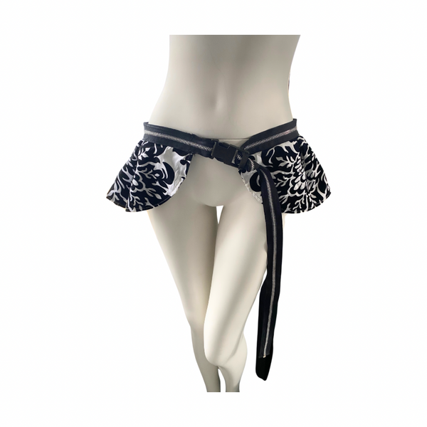 Baroque  Zip Waist Peplum Belt White Black ONE SIZE - New