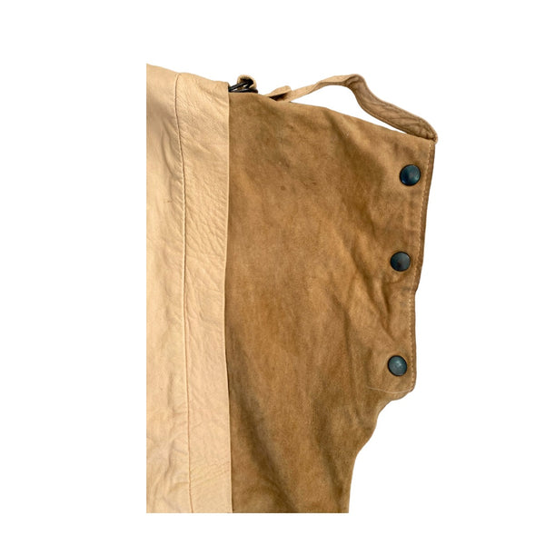 Vintage 80s Leather Short Sleeve Jacket Beige SIZE  XL