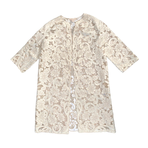 H&M Lace Structured Duster Coat Gold SIZE  10 - Preloved