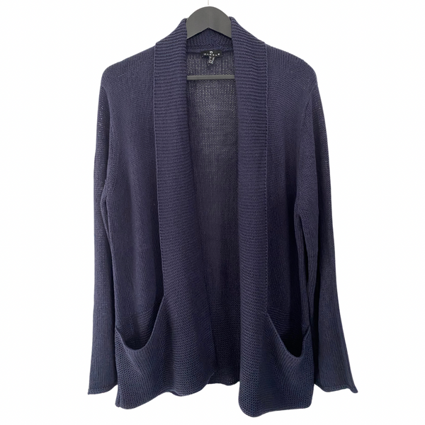 Marble Shawl Collar Knitted Cardigan Navy SIZE S - Preloved