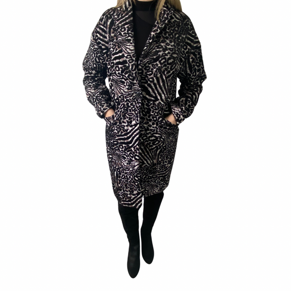 Gallery Zebra Print Midi Coat SIZE 12 - New