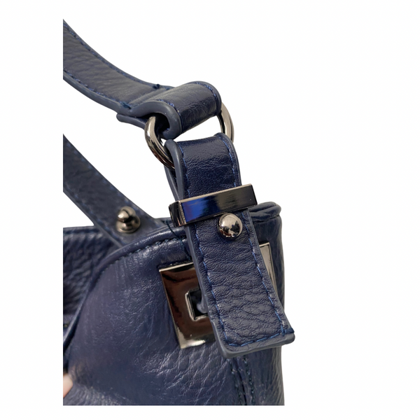 Hobo Shoulder Bag Faux Leather Navy - Preloved