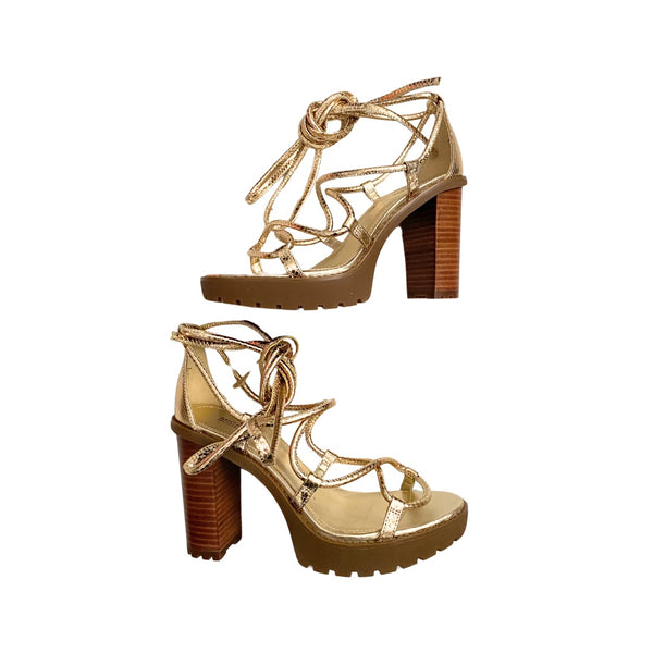 MICHAEL KORS Vero Lug Platform Sandals Gold - New