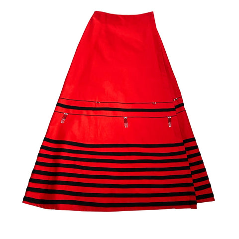A-Line Wrap Maxi Skirt Red SIZE 8 - Vintage