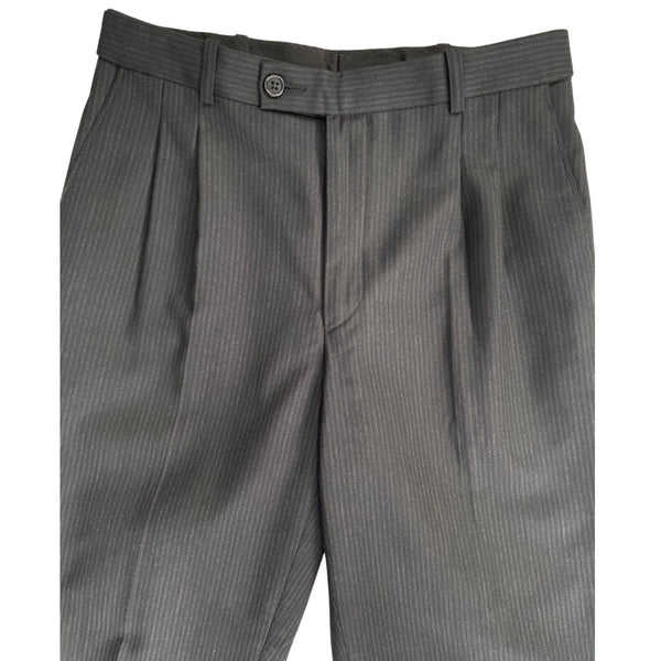 VINTAGE Pinstripe Suit Double-Breasted Longline Blazer (14) Trouser (10) Black