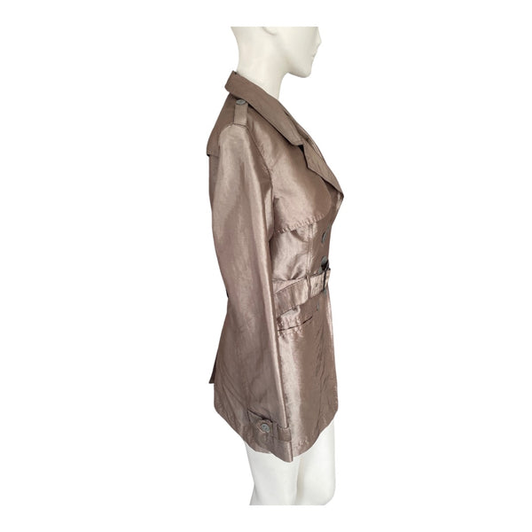 Metallic Lightweight Trench Coat Taupe SIZE 14 - Preloved