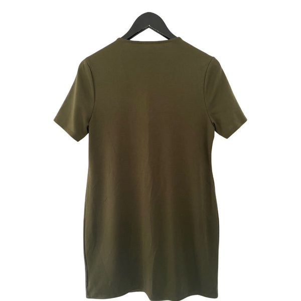 V Neck Shift Dress Khaki Green SIZE 12 - New