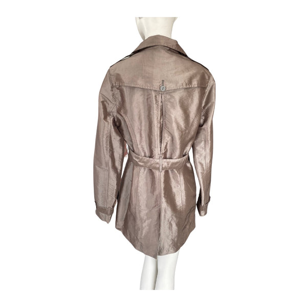 Metallic Lightweight Trench Coat Taupe SIZE 14 - Preloved