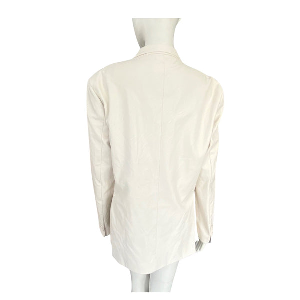 FAMILY FIRST Double Breasted Blazer Cream Faux Leather SIZE XL - New