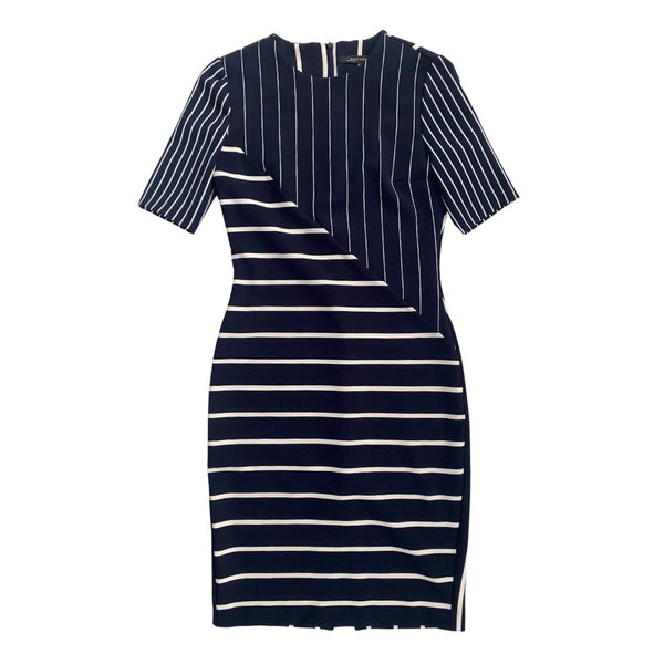 H&M Stripe Pencil Dress Navy SIZE M - Preloved