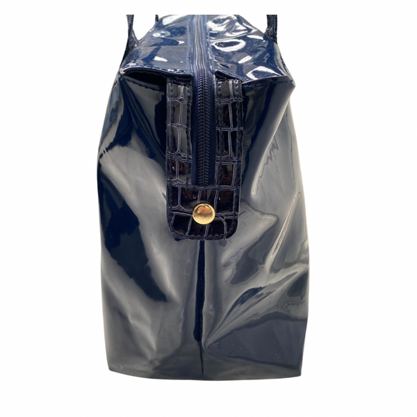 Estée Lauder Patent Weekend Bag Navy - Preloved