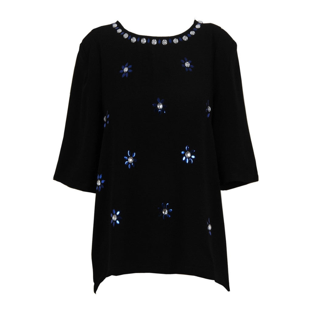 Embellished T-Shirt Top Black - New