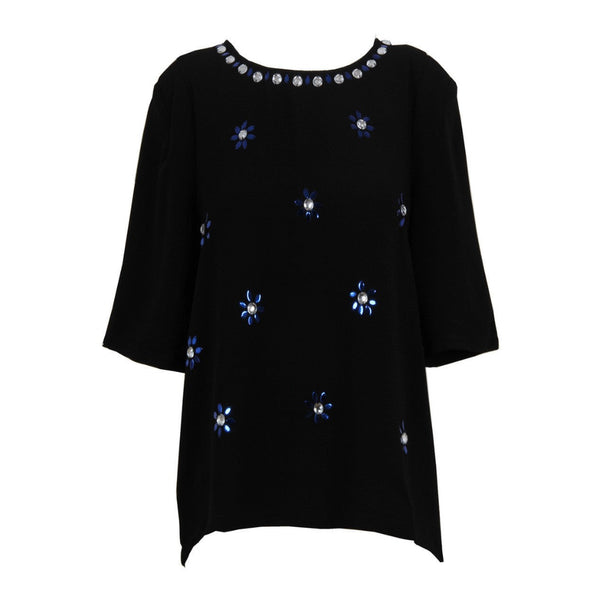 Embellished T-Shirt Top Black - New