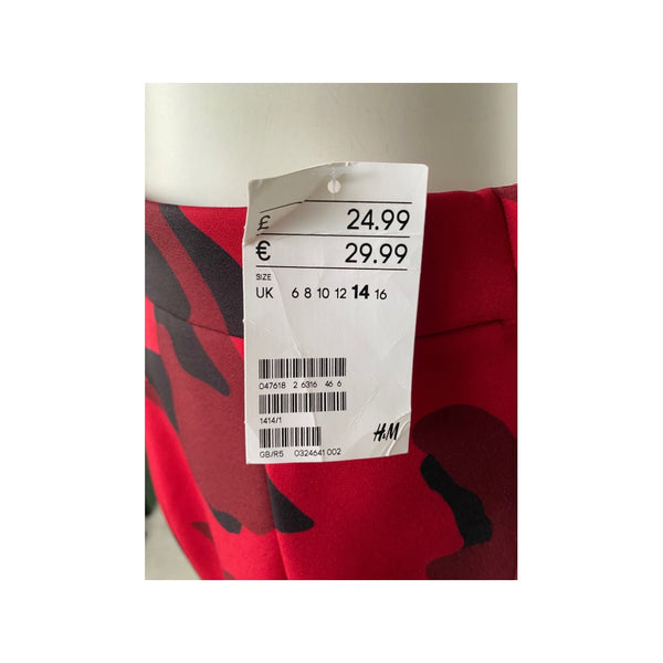 H&M Camouflage Pencil Skirt Red SIZE 14 - New