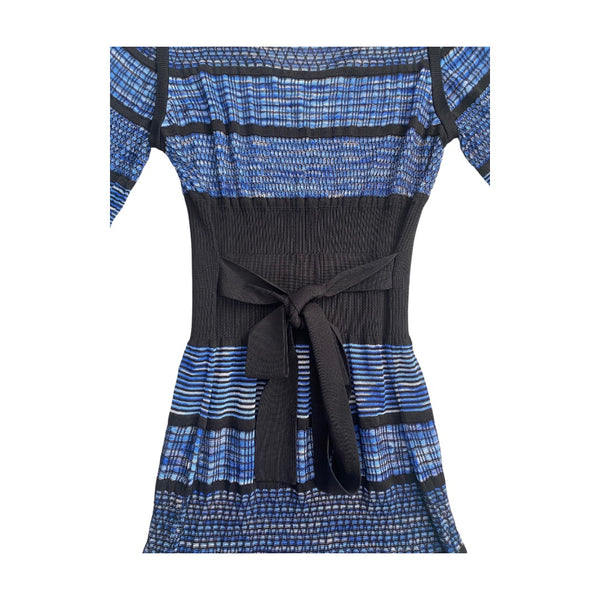 Karen Millen Fine Knit Stripe Dress Blue SIZE 8 - Preloved