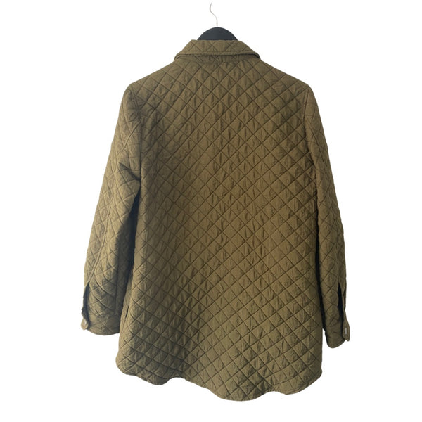 Quilted Oversized Shirt Jacket Khaki Green SIZE 10 - Preloved