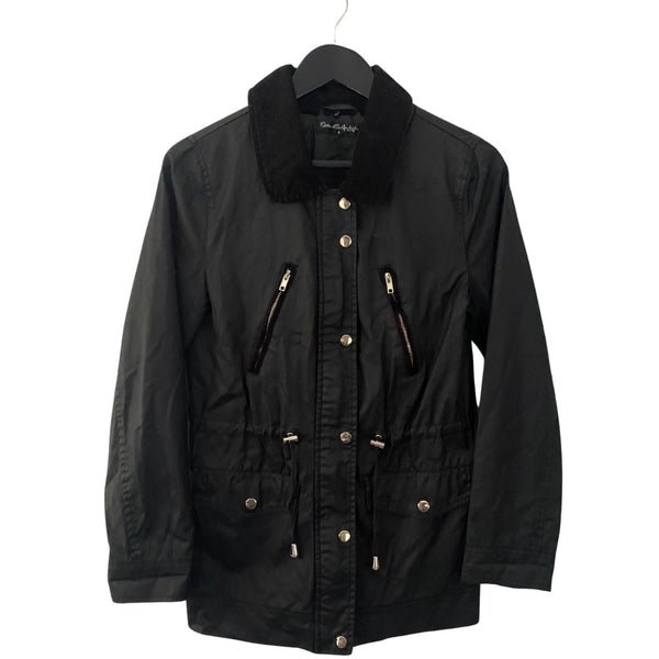 Miss Selfridge Faux Wax Barn Jacket Black SIZE 8 - Preloved