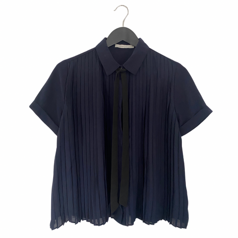 Pleated Front Shirt Navy SIZE  S