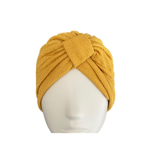 Diamond Knot Fabric Turban Hat Yellow ONE SIZE - New