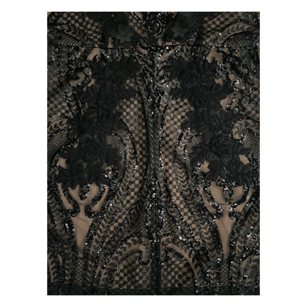 TopShop Sequins Maxi Dress Black Nude SIZE 12