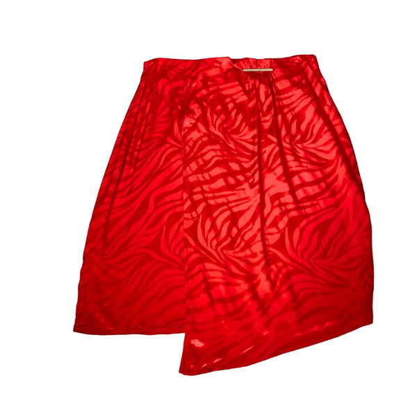 Savida Zebra Print Wrap Front Skirt Red SIZE M - New