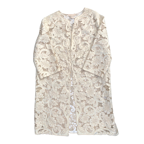 H&M Lace Structured Duster Coat Gold SIZE  10 - Preloved