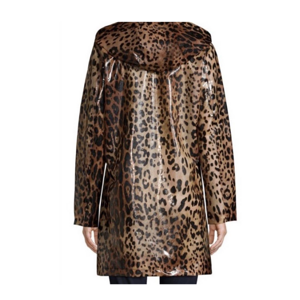 DONNA KARAN NEW YORK Leopard Print Raincoat SIZE L - New