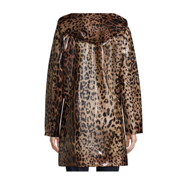 DONNA KAREN Leopard Print  Raincoat SIZE L