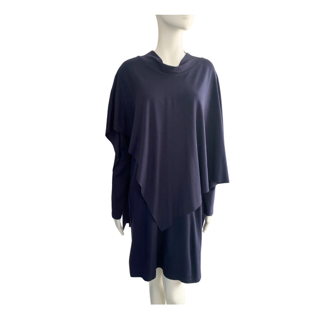 COS Asymmetric Cape Dress Navy SIZE M - Preloved