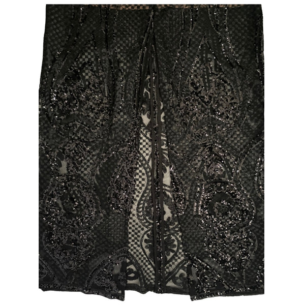 TopShop Sequins Maxi Dress Black Nude SIZE 12