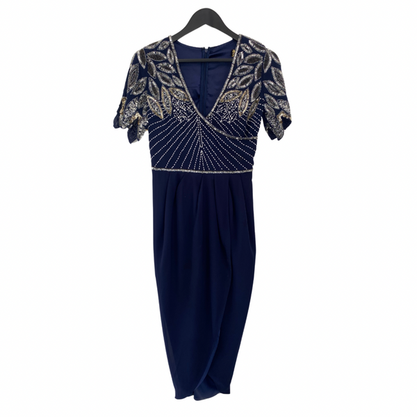 Virgo Lounge Sequins Midi Dress Navy SIZE 8