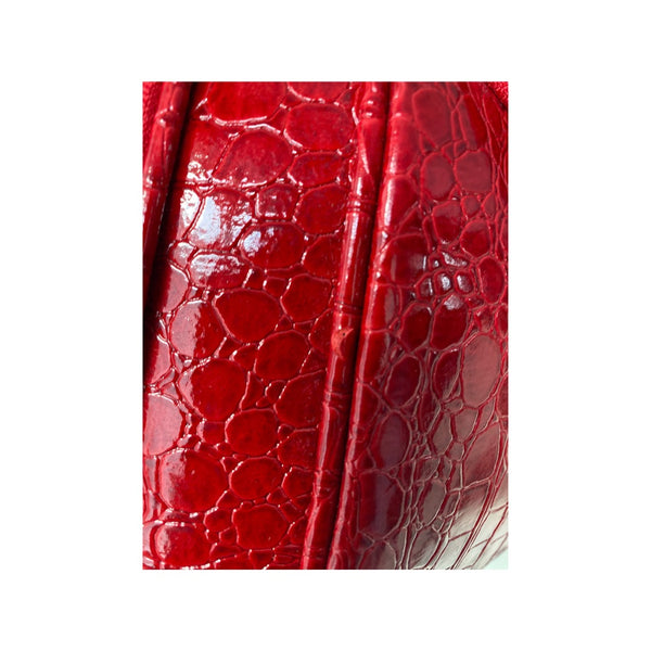 Croc Print Travel Shoulder Bag Cosmetic Beauty Case Red - New