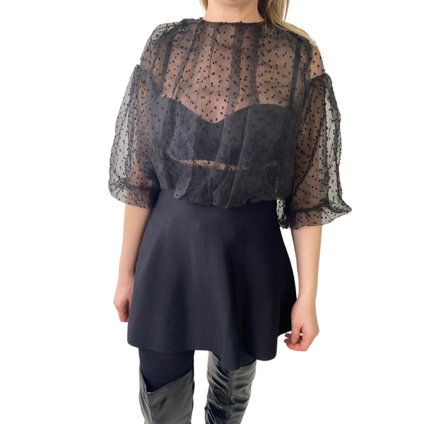 Zara Sheer Mini Dress Black SIZE S