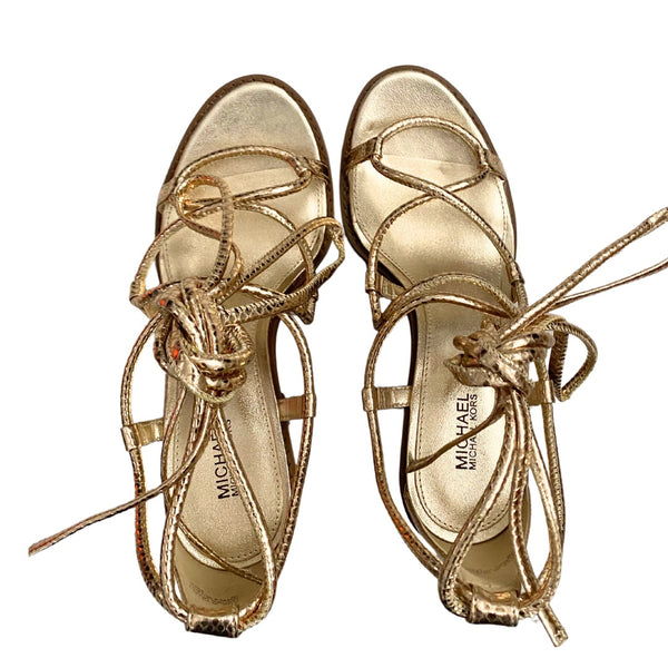 MICHAEL KORS Vero Lug Platform Sandals Gold - New