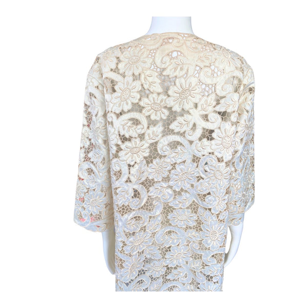 H&M Lace Structured Duster Coat Gold SIZE  10 - Preloved