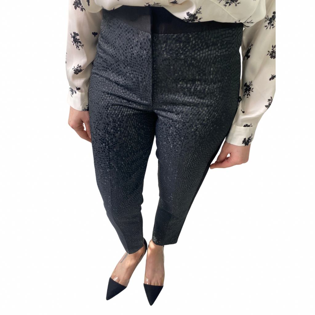 Structured  3/4 Tuxedo Trousers Patterned Black SIZE 8