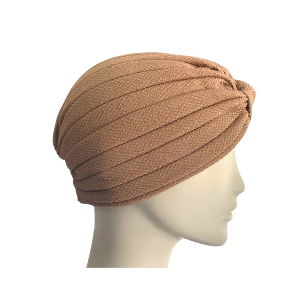 Diamond Knot Fabric Turban Hat Nude ONE SIZE - New