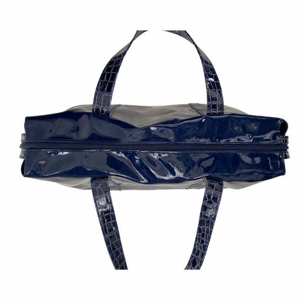 Estée Lauder Patent Weekend Bag Navy - Preloved