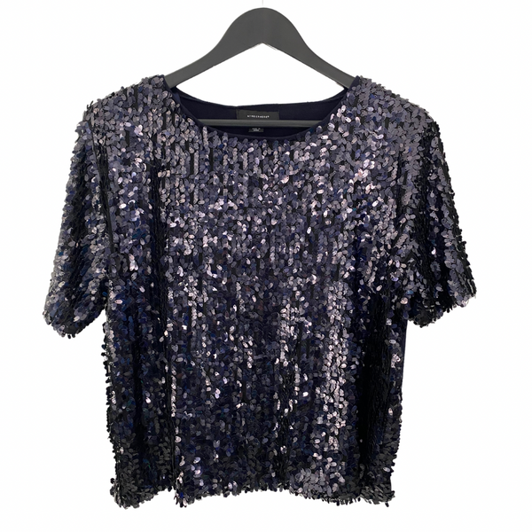 Sequins Fine Knit Jumper Navy SIZE 14