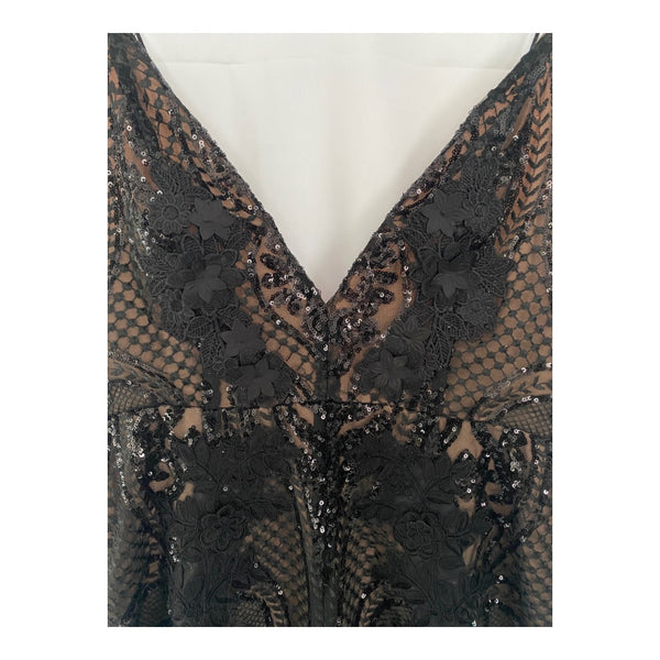 TopShop Sequins Maxi Dress Black Nude SIZE 12