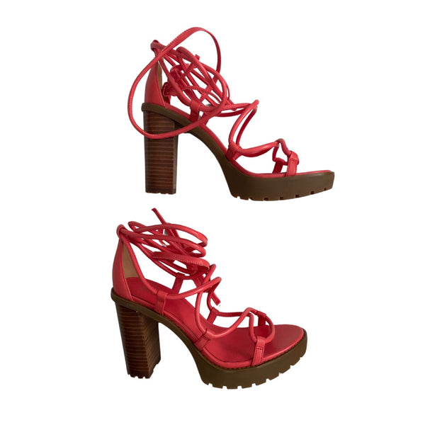 MICHAEL KORS Vero Lug Platform Sandals Coral - New