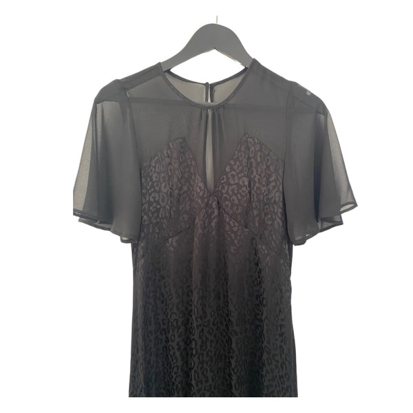 Zara Tulip Hem Maxi  Dress  Leopard Print Black SIZE XS - Preloved